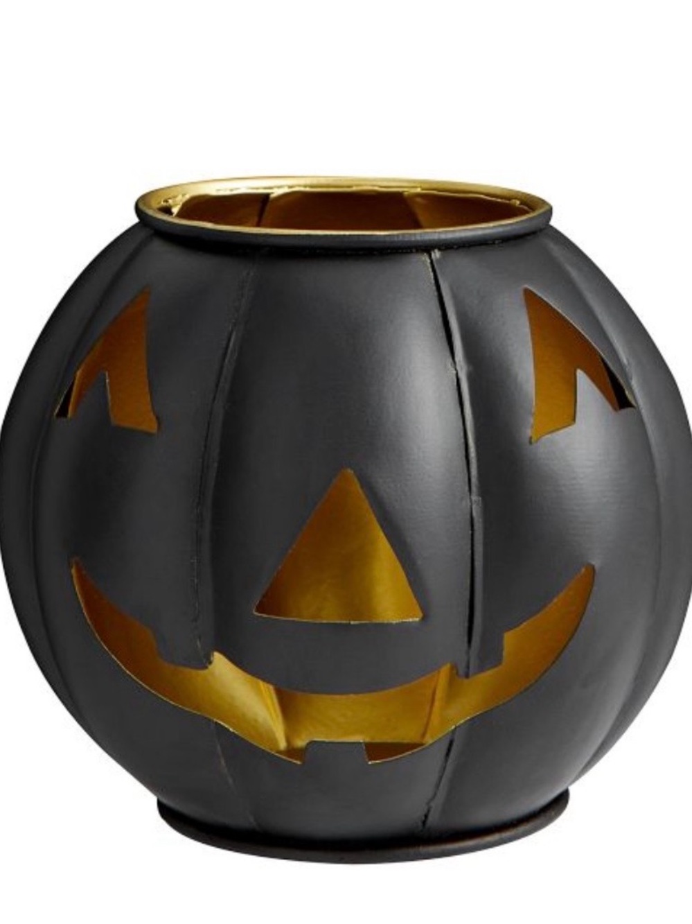 Pottery Barn Medium Black Metal Jack-o'-lantern Halloween Decor Candle Holder